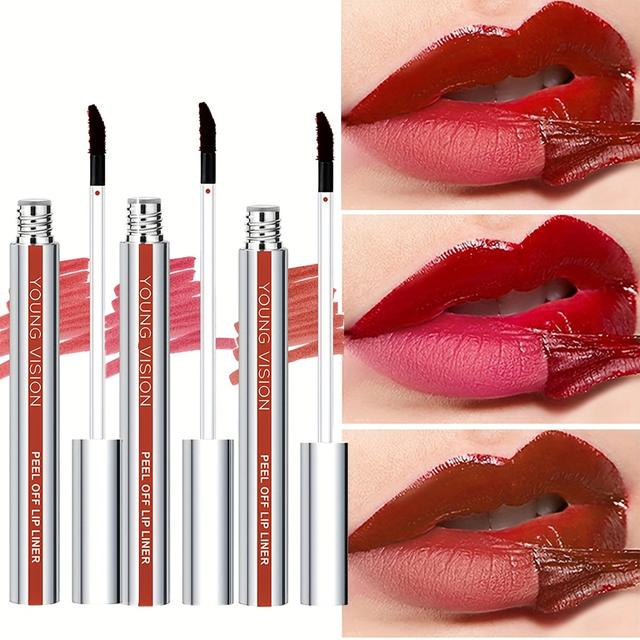 TEMU Vision 3pcs Set 24h Off Lip Liner Stain - Waterproof Lip Definition, 3 Colors Lip Liner Stain Transfer-resistant Long-lasting Lipstick Outline For Fuller Lips, Gentle Matte End
