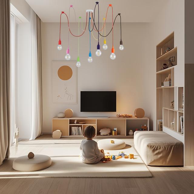 TEMU 1 db - Modern, minimalista ág alakú csillár színes virágmintával, többfejes, stílusos és egyedi pók lámpa étkező dekorációhoz