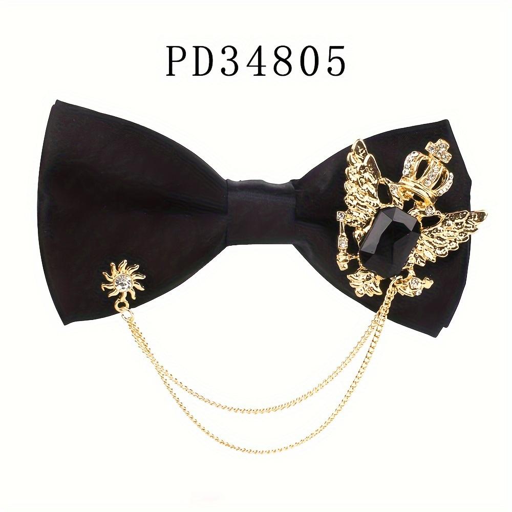 TEMU Men Black Bowtie Metal Decoration Bow Tie For Men Women Uniform Collar Bowknot Adult Suit Bow Ties Cravats Male Bowties