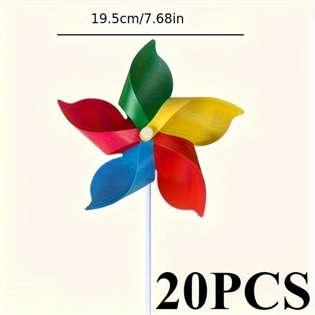TEMU 20/100pcs Colorful Windmill Garden Stakes - Durable Plastic With Wooden Handle, Suitable For Outdoor Parties, Garden Art Decor