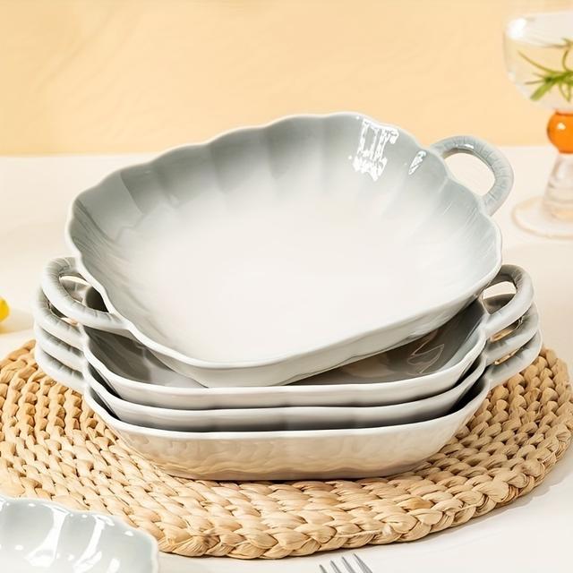 TEMU 4pcs Double-eared Square Vegetable Plates Home Use Plates High-value Ins Style Tableware Fruit Plate Vegetable Dish Dessert Dish