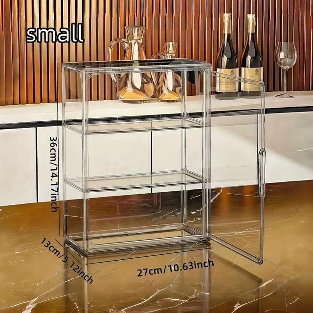 TEMU 1pc Clear Acrylic Storage Cabinet With Magnetic Closure – Rectangular Display Organizer For Collections, Cosmetics, Statues, Water Cups, And Books, Home Or Office Decor, Cabinet Decor