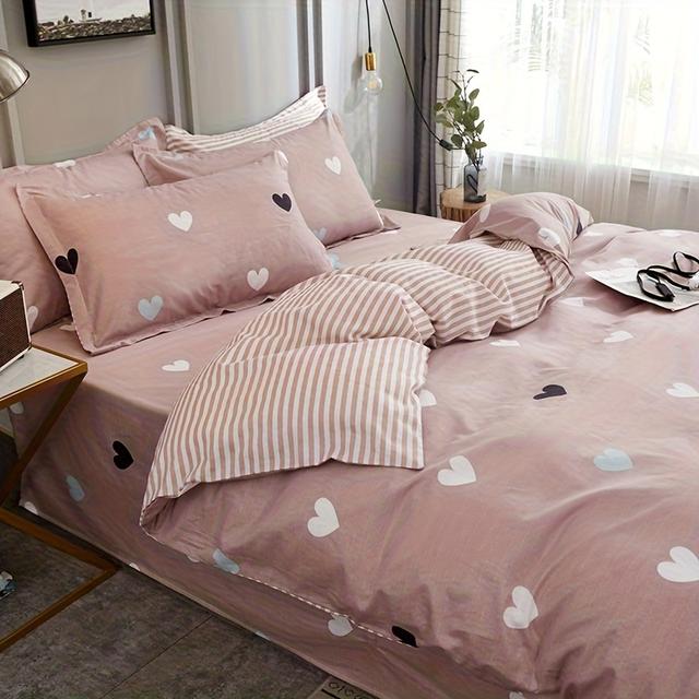 TEMU 3er-Set (1 Bettbezug + 2 Kissenbezüge). Aus Baumwolle, weich, bequem, maschinenwaschbar geeignet für Schlafzimmer Gästezimmer