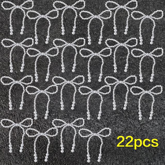 TEMU 11/22pcs Plastic Pearl Bowknot Decoration, Suitable For Bouquets And Hair Additions, Versatile Party And Wedding Gifts, Valentine's Floral Arrangement, Christmas And Halloween Gift Bowknot