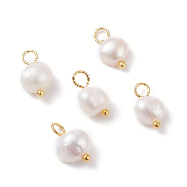 TEMU 10 Irregular Natural Freshwater Pearls Pendants, Diy Earrings, Necklace Charms, Suitable For Diy Earrings, Bracelets, And Necklaces