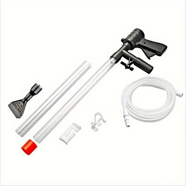 TEMU Aquarium Water Changer Tool, Semi-automatic Fish Tank Siphon, Sand Washer And Algae Scraper, Pneumatic Water Exchanger With Glass Scraper, Pipes, And Hose