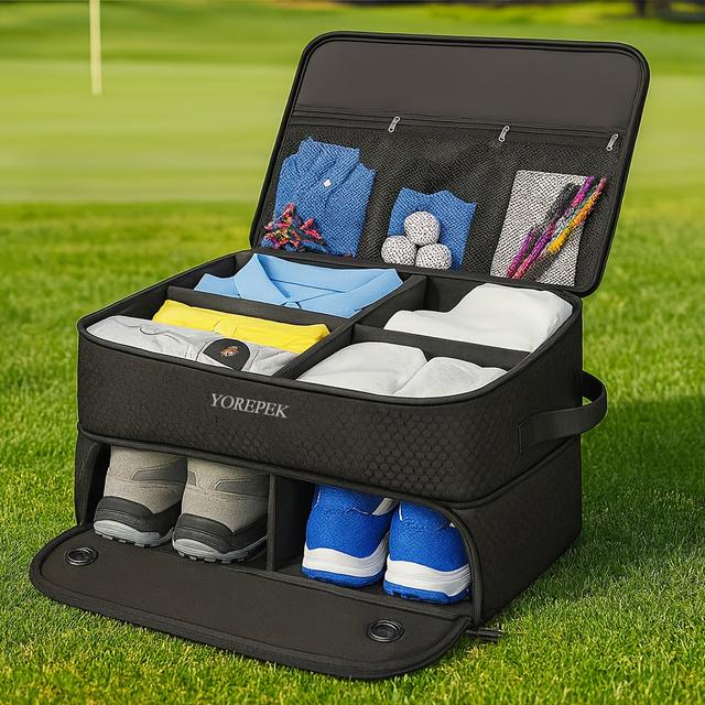 TEMU Holiday 2 Layer Golf Trunk Organizer, Golf Storage Bag With Separate Compartments, Durable Storage Bag For Balls, Tees, Clothes, Gloves, Golf Accessories, Men's Gifts, Christmas Gifts