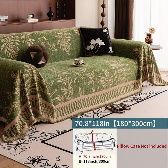 TEMU A Plush Sofa Cover With A Leaf Pattern, A Blanket, A Comfortable Sofa Protector Suitable For Bedrooms And Living Rooms, Durable, Washable, And Pet- Decor For Living Room Sofa Protection.