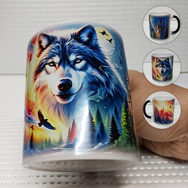 TEMU Wolf Head Color Changing Cup, Wolf Head Ceramic Coffee Cup, Providing A Great Mug Creative Gift For Who Love Animals 11oz