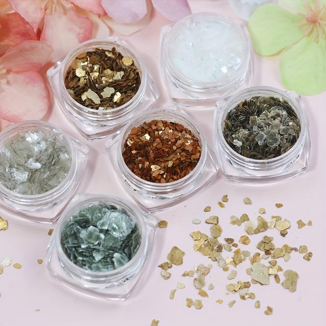 TEMU Mica Marble Nail Art Flakes, Holographic 3d Glitter Sequins For Nails, 3d Mica Marble Slices For Acrylic Nail Supplies, Perfect For Manicure Charms And Resin Nail Art Tips