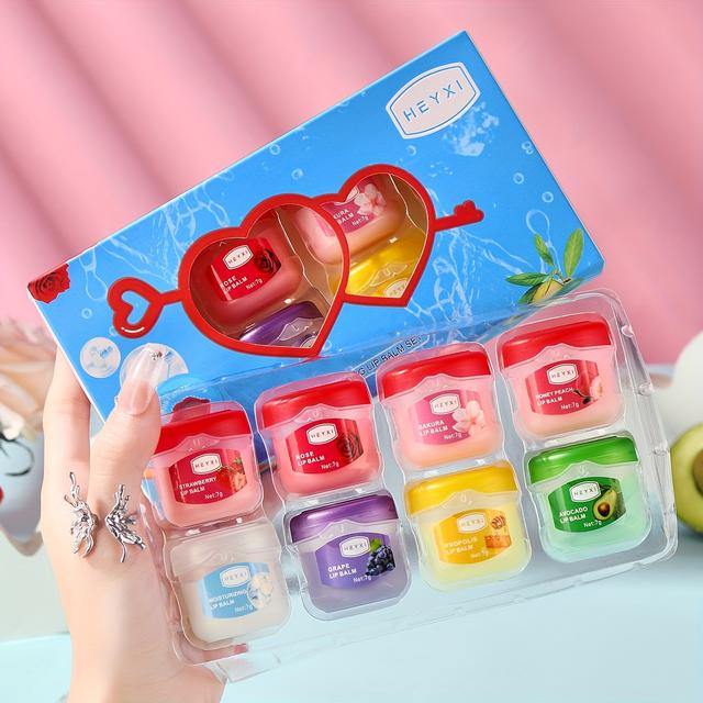 TEMU 8-delige Lippenbalsem Set: Hydraterend & Anti-Plakken Lipmasker voor Gladde Lippen – Het Perfecte Cadeau voor het Hele Jaar