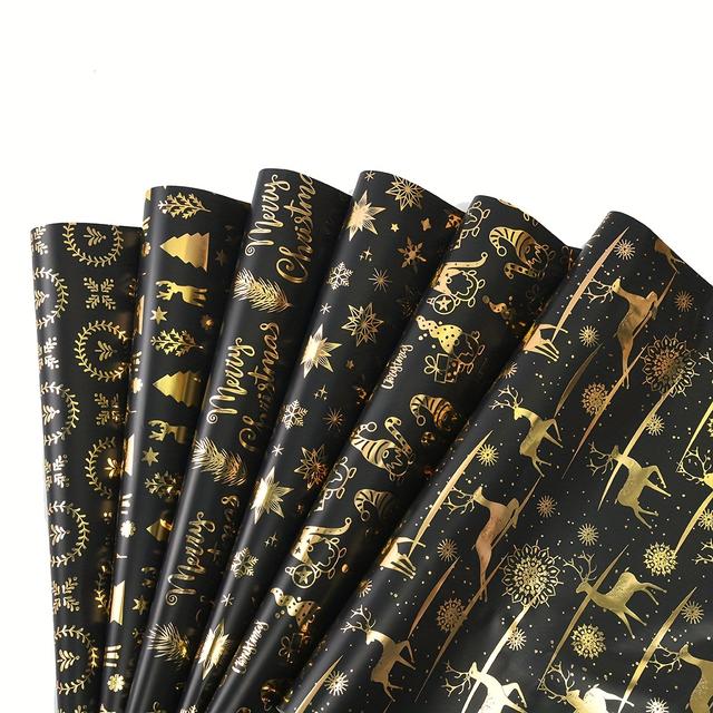 TEMU 6er-Set Weihnachtsgeschenkpapier – Mit festlichen Baum-, Schneeflocken- und Gnom-Motiven, ideal für Geschenke und Winterwunderland-Deko