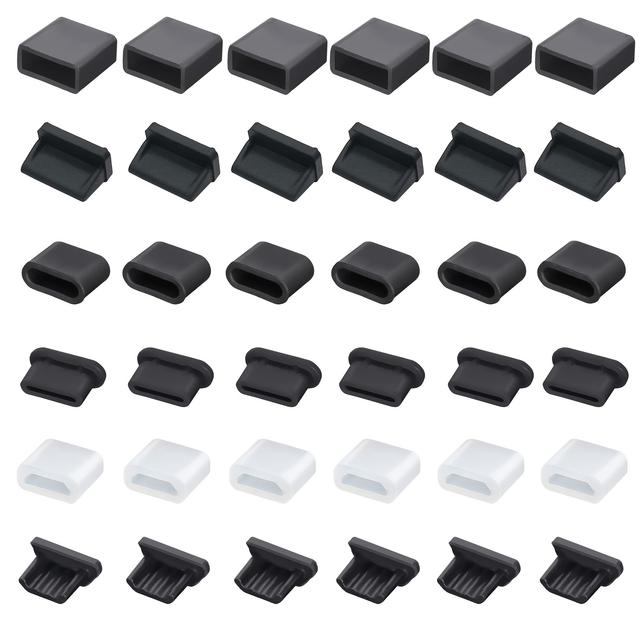 TEMU 36pcs 6 Assorted Usb Dust Cover Plugs, Usb Type C Dust Plugs, Soft Micro Usb Cover Port Protector, Dust Cover Protective Plug Caps For Usb A, Micro Usb, Type C Ports (36pcs)