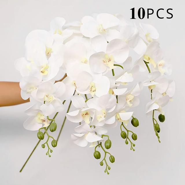 TEMU A Of 10 Simulated Orchids! Lifelike Orchid Stems Perfect For Decorating Your Home And Weddings. Great Gift Ideas For Valentine's Day, Mother's Day, Christmas, And New Year's!