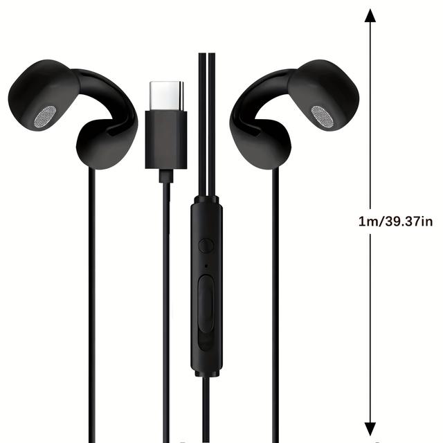 TEMU Wired - Open-ear Headphones With Lavalier Mic & Comfortable Ear Clip-on Design - 3.5mm/type-c Connector, - (no) For Gaming, Podcasting, Smartphones/tablets - Low-power Operation Earbuds Headset