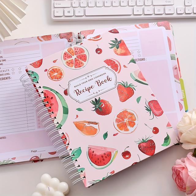 TEMU 96 Blatt Hardcover Rezeptbuch & Tagesplaner Notizbuch, Spiralgebundenes Großes Leeres Rezeptjournal mit Stickern, Trennblättern Material Küchenzubehör für Haushalt Mahlzeitenplanung Organisation