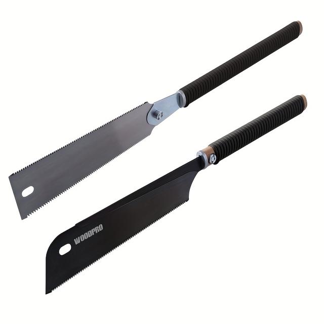 TEMU Set Of Japanese Hand Saws, Including A Flush Featuring A Non-slip Handle, With 9.3-inch And 10-inch Steel , Ideal For Woodworking Lovers, Professional Carpenters, And Woodworkers