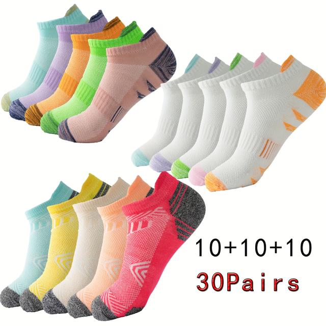 TEMU 10/ Pairs Of Women's Breathable Sports Socks, Colorful Low-cut Socks Suitable For Runners, Cyclists, , And Fitness Enthusiasts - Soft And Durable
