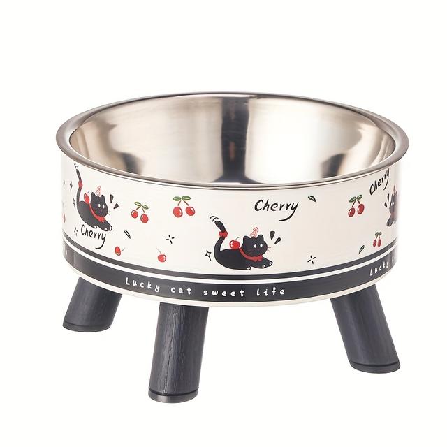 TEMU Elevated Stainless Steel Cat Bowl With A Non-slip Base, 13.5 Ounces, Ideal For Feeding Or Watering Cats And Small Dogs, Their Necks