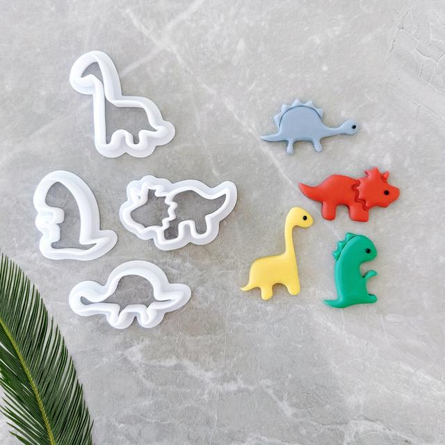 TEMU 4pcs Dinosaur Polymer Clay Earring Cutter Set - Making Tools For Creative Crafting