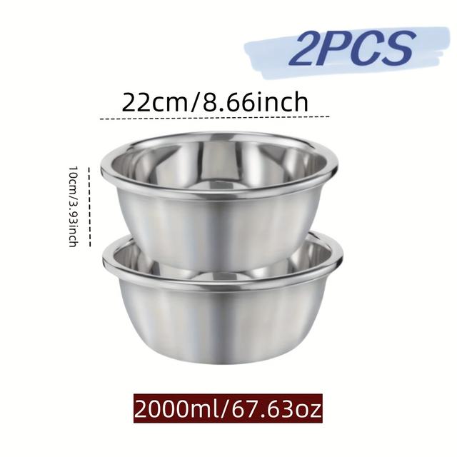 TEMU Pack Of 2 Stainless Bowls, Large Capacity Gallon Size, Suitable For Large And Extra-large Dogs, Indoor And Outdoor Grade Metal Water Bowl, Easy To Clean, Durable Pet Bowl