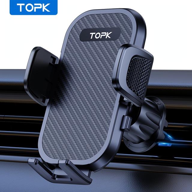 TEMU Topk Car Phone Holders With Newest Metal Hook Clip, Air Vent Cell Phone Car Mount, Hands Free Universal Automobile Cradle Fit For Iphone For Android And All Smartphones