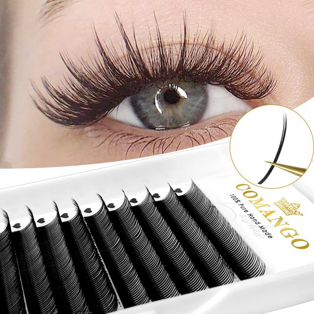 TEMU Comango 5d Flowering Fairy Lashes - Style Eyelash Extensions For Salons, 0.07mm Thickness, C/d , Lengths 6-15mm, Beginner-friendly, , 12 Pre-made Volume Fans