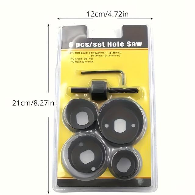 TEMU Ltewalt 6pcs Drill Bit Collection - Sizes 32mm, 38mm, 44mm, And 54mm - Perfect For Drywall