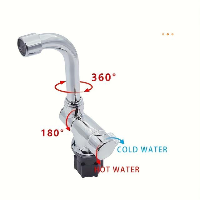TEMU Robinet de cuisine pour camping-car, pliable à 180° et robinet à eau chaude et froide rotatif à 360°.