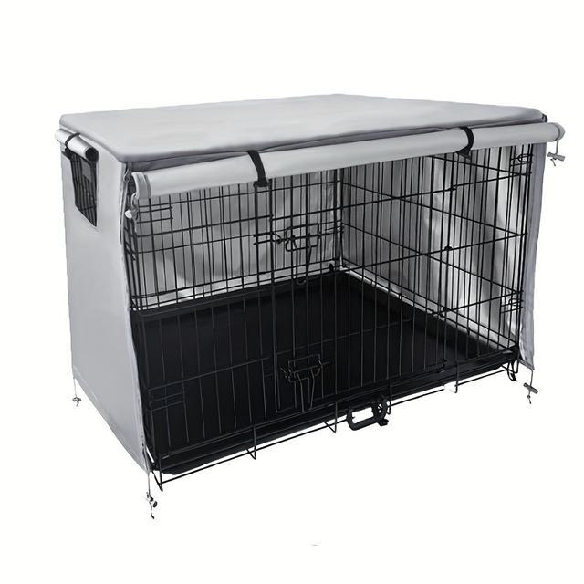 TEMU 1pc Waterproof Oxford Cloth Dog Crate Cover - Outdoor Pet Cage Protector For Home & Yard, Portable Canine Kennel Shade For All Weather , Durable & Breathable Universal Fit For Dog Crates