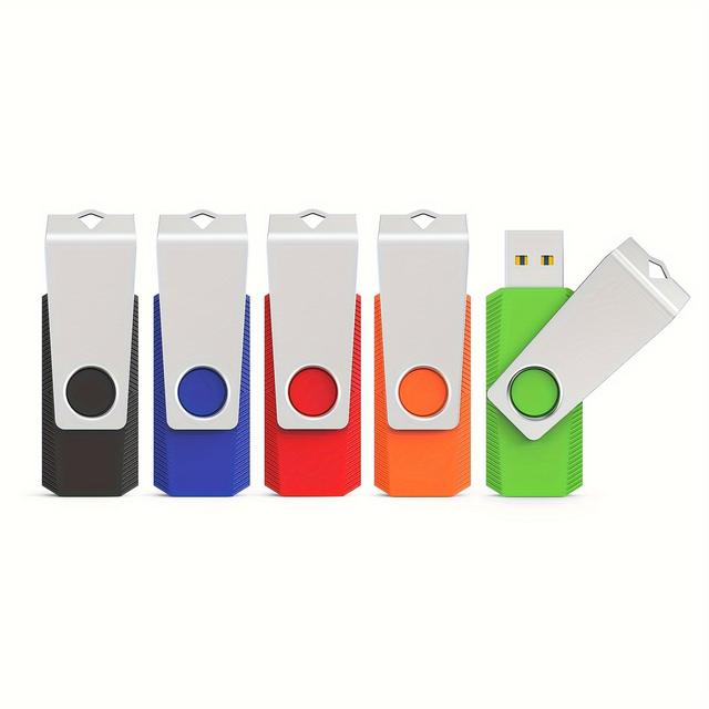 TEMU Kexin 5-pack 32gb Usb Flash Drive 5-pack 2gb/4gb/8gb/16gb/32gb/64gb Swivel Usb Drive Jump Drive Usb 2.0 Flash Drive Zip Drive Pen Drive (5 Colors)
