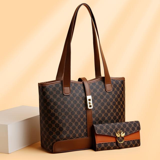 TEMU Klassieke Retro Dames Nieuwe Modieuze Veelzijdige Capaciteit Okseltas en Handtas Set