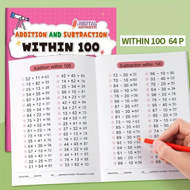 TEMU Pracovní sešit pro předškoláky a žáky základních škol: Cvičení sčítání a odčítání s čísly do 10//100