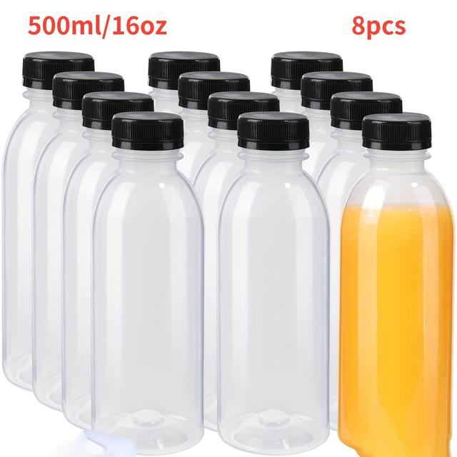 TEMU 8-Pack Mini Bouteilles de Jus en Plastique avec Couvercles - Anti-fuite, Lavable au Lave-Vaisselle, Portable, Idéal pour , , - Parfait pour les Activités de , le Camping, le -, les , la Randonnée