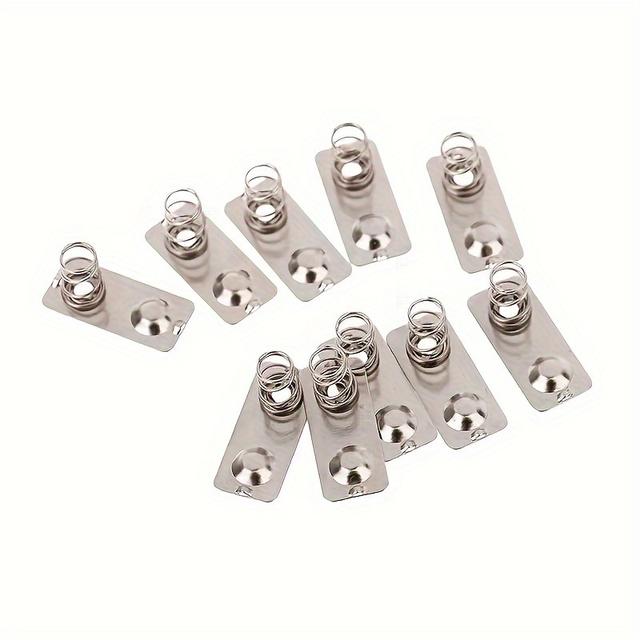 TEMU Pack Of 10 Iron Spring Battery Contact Plates, 21x9mm Replacement Metal Spring Clips For Aaa Batteries, Silver Slot, No , Glossy Finish
