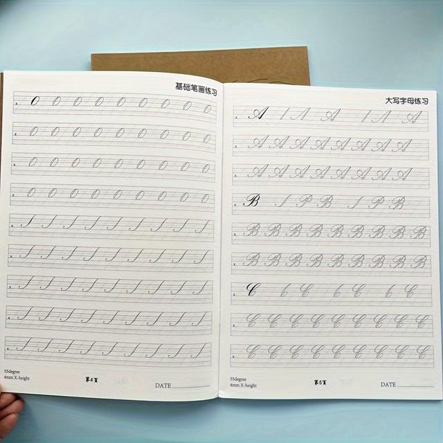 TEMU A4 Size Adult English Handwriting Practice Workbook - Educational Toy For Calligraphy And Skills, Practice Book