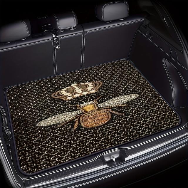 TEMU 1개 차량 트렁크 매트, 스타일리시 트렌디 벌 프린트, 다기능 바닥 매트, 대부분의 SUV 및 세단에 적합 - 차량 보호, 내부 보호 및 야외 피크닉 매트로도 사용 가능, 디자인으로 내부를 깔끔하게 유지