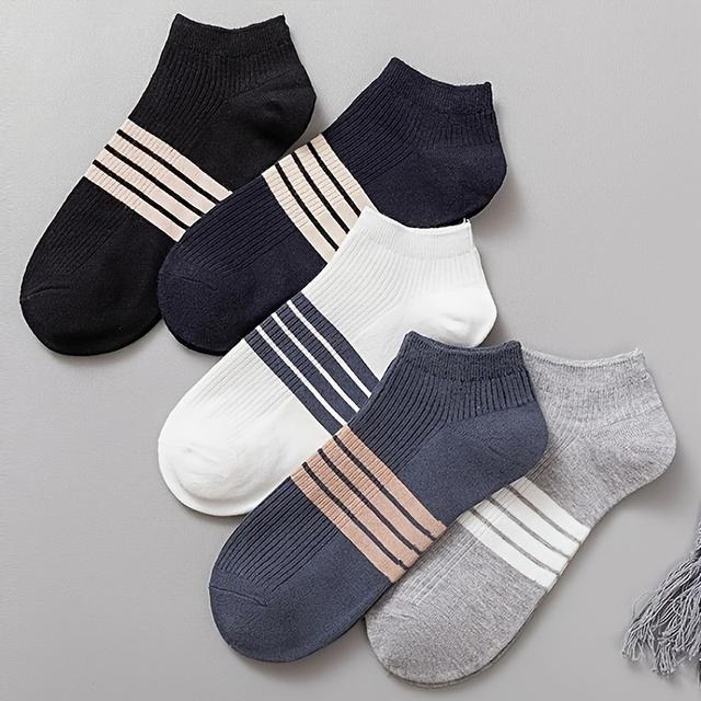 TEMU 5 Pairs Of Men's Socks For Spring And Summer, Moisture-wicking Short Ankle Socks, Lightweight Business Socks For Spring And Autumn, Sweat-resistant
