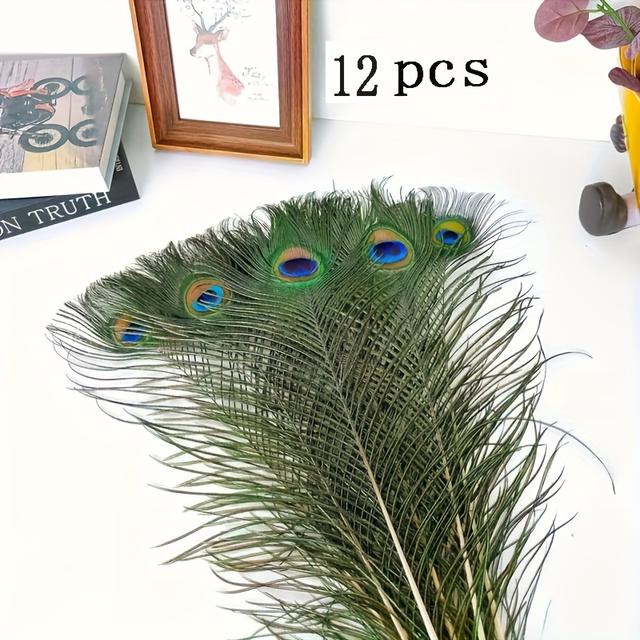 TEMU 12 piezas, 20 piezas, plumas artificiales de de guisante de 16-18 pulgadas - ideales para manualidades DIY, decoración de jarrones, , decoración del hogar y fiestas, decoración navideña y festiva
