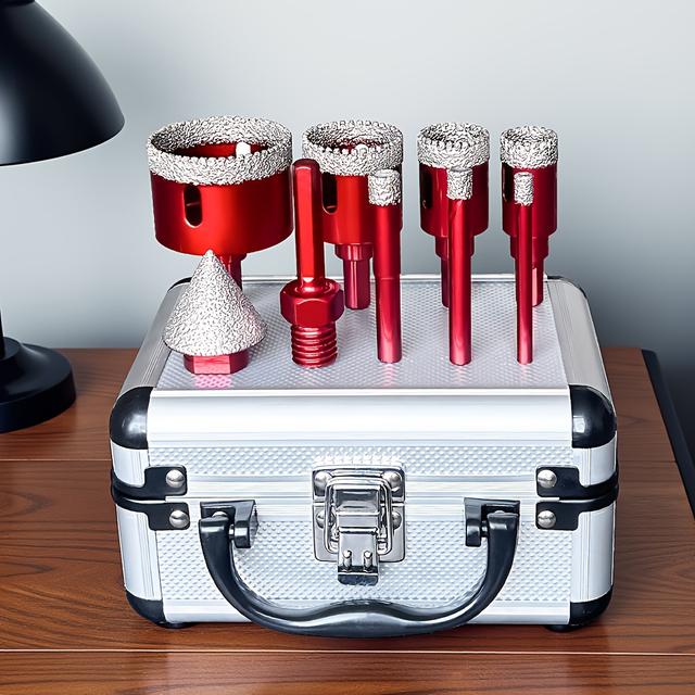 TEMU 9 db Vákuumforrasztott Gyémánt Fúrószárkészlet Csempéhez, Porcelánhoz, Gránithoz, Márványhoz, Száraz Fúrású Lyukfűrész Készlet, Különböző Méretek Kemény Anyagokhoz, 5/8-11 Menetes Adapterrel