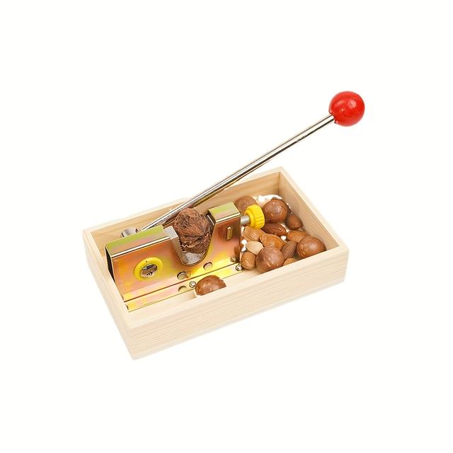 TEMU A Heavy Metal Nutcracker With A Wooden Base - Perfect For , , , And Chestnuts, An And Elegant Tool For | Durable Construction, Nut Breaking Device