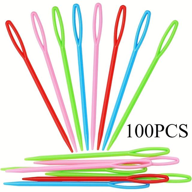 TEMU Handmade Knitted Sweaters, Sewing Needles, Plastic Stitching Needles, And Yarn Crochet Hooks.