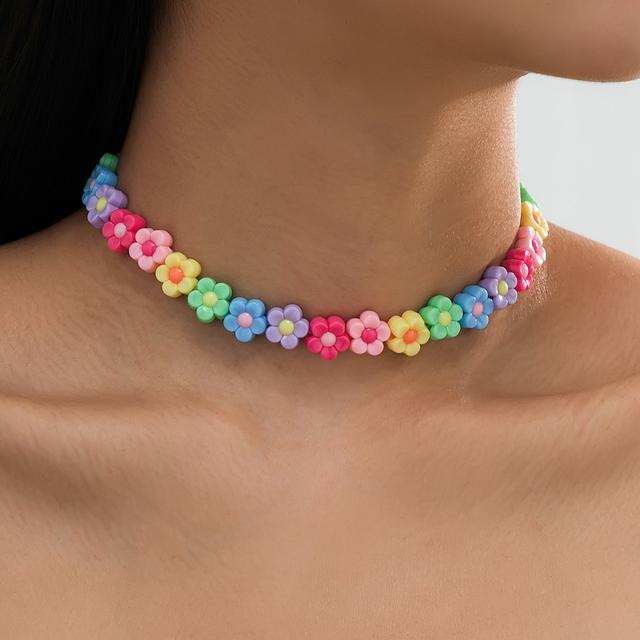 TEMU 1 szt. Modnej, Świeżej, Uroczej, Kolorowej Naszyjnika z Koralikami w Kształcie Kwiatów