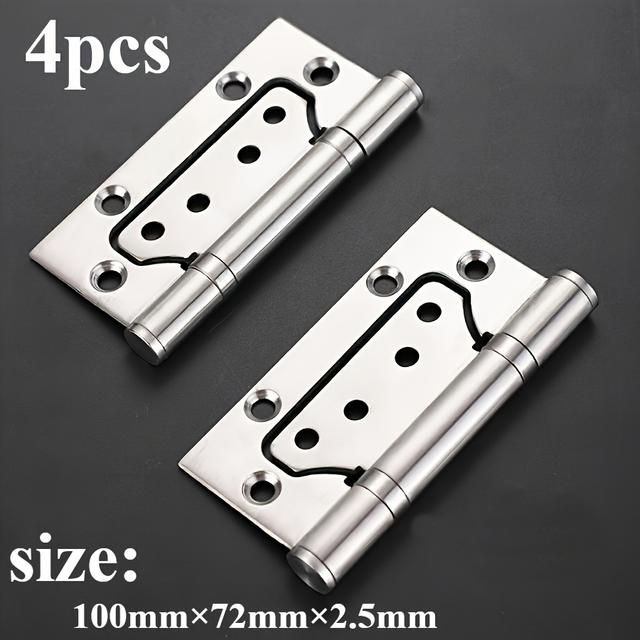 TEMU 4pcs 4-inch Heavy-duty Stainless Steel Door Hinges - , 2.5mm Thick, Waterproof & Rust-resistant, Silent Closing With Thick Bearings, Brushed , Surface Mount, , Smooth Operation,