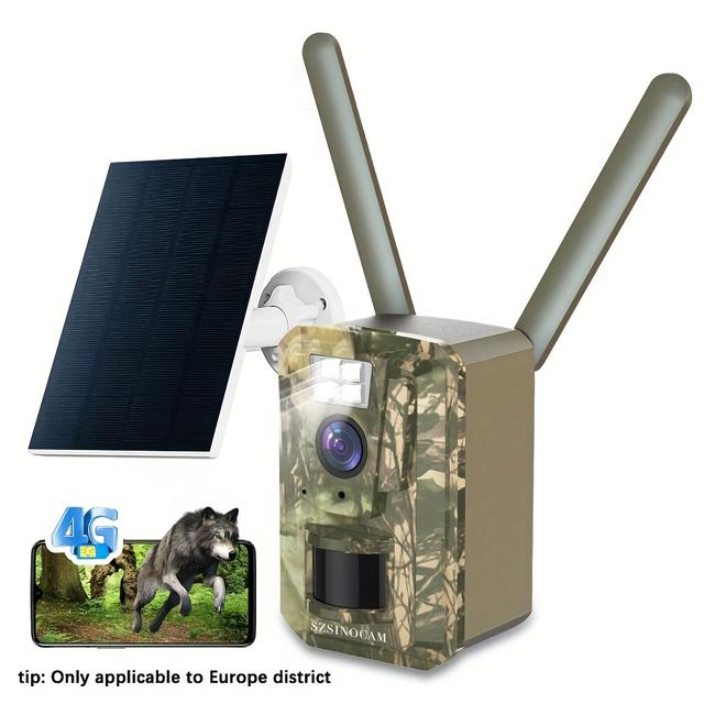TEMU SZSINOCAM Solar 4G Wildtierkamera | Ultra HD Nachtsicht & 0.2s Auslöser | Telefonzugriff Überall | 24/7 Wetterbeständige Überwachung