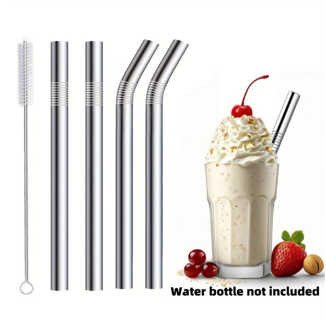 TEMU Rostfria Smoothie-sugrör, 0,5 tum extra breda återanvändbara metallstrån för , bubble tea och smoothies, multipack för stora drycker, inklusive 1 rengöringsborste