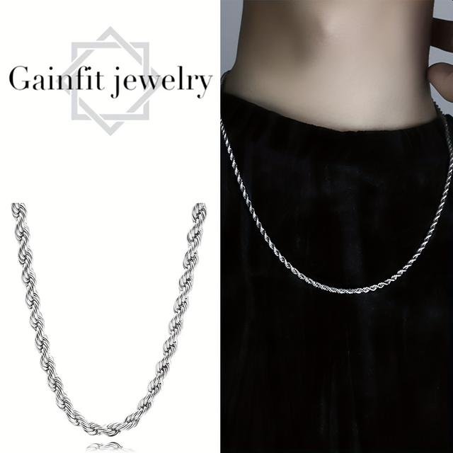 TEMU 925シルバー ジュエリー、シルバーネックレス、4mm幅、ライトラグジュアッション、シンプルで上品なメンズ&レディーレス、友人・家族への誕生日や記念日のギフト、日常使い