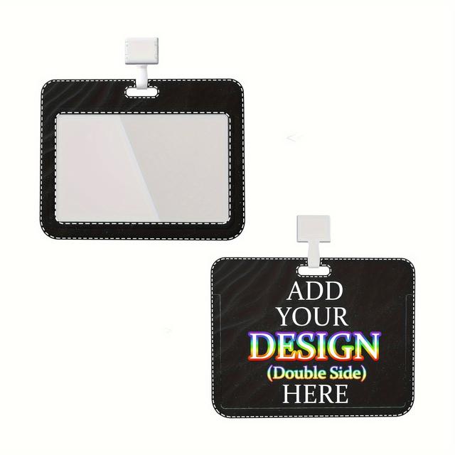 TEMU حامل بطاقة هوية قابل للتخصيص مع نافذة شفافة واحدة - شخصية، أفقية، بلاستيك صلب، مقاوم للماء، مادة PVC، نص باللغة الإنجليزية