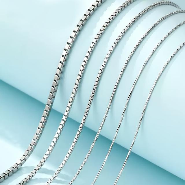 TEMU 925 Sterling Silvery Box Chain Necklace For Women | Hypoallergenic Layering Jewelry | 16-24" Adjustable | Gift For Mom/wife/girlfriend (silvery)