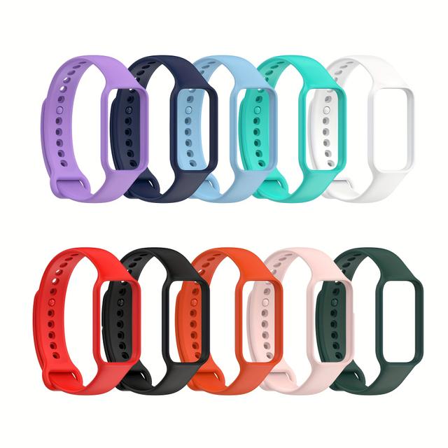 TEMU 10pcs Suitable For Redmi Band 2/xiaomi Mixed Color Silicone Replacement Bands - Adjustable Soft Durable Comfortable Strap